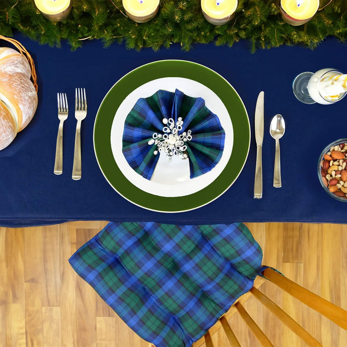 Tartan Blue Cloth Napkins - Set of 8