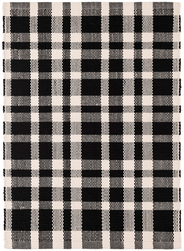 Tattersall Black Handwoven Indoor/Outdoor Rug Rug By Annie Selke