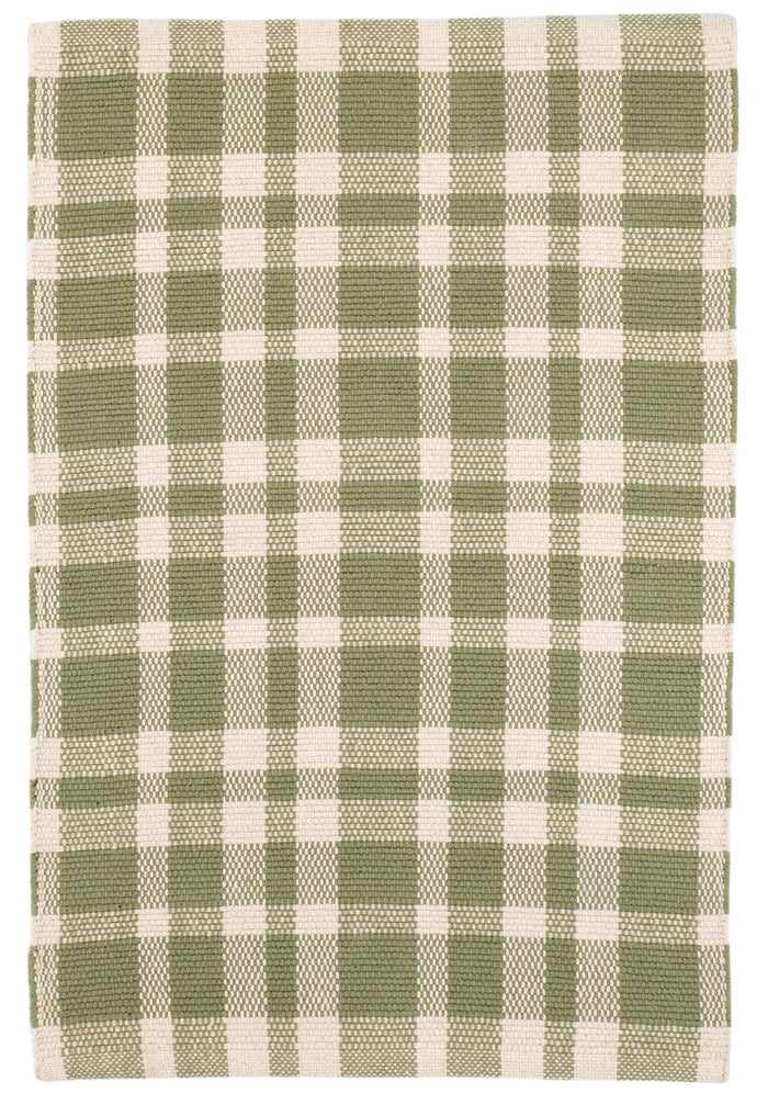 Tattersall Sage Handwoven Cotton Rug Rug By Annie Selke