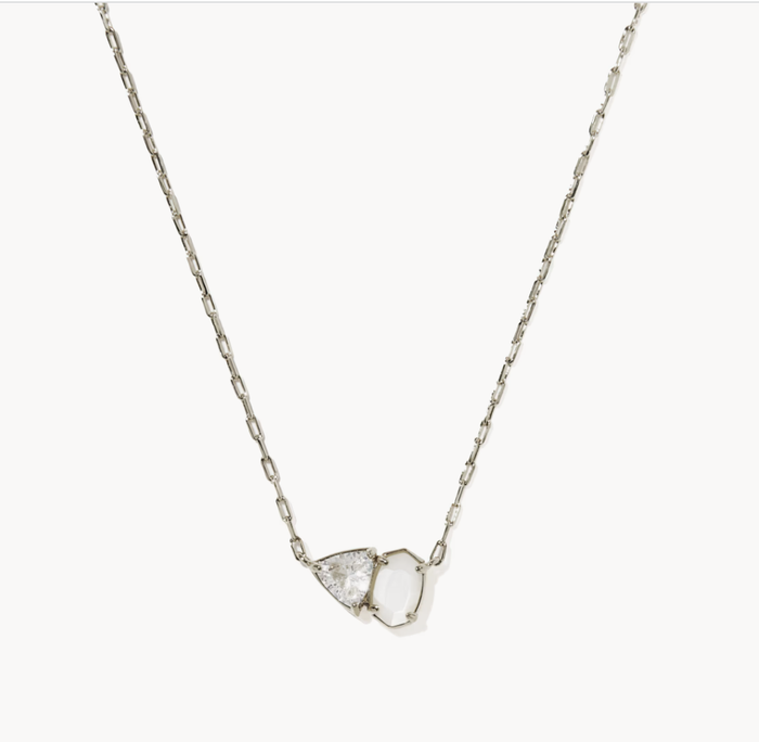 Tatum Short Pendant Silver Neutral Mix Necklace Kendra Scott