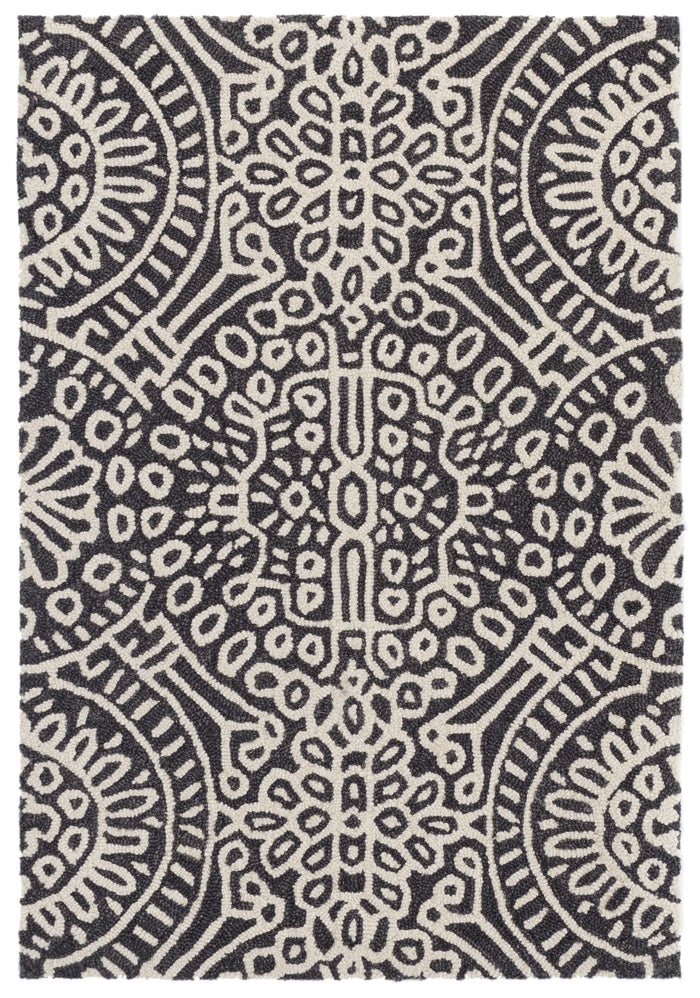 Temple Charcoal Hand Micro Hooked Wool Rug Rug By Annie Selke
