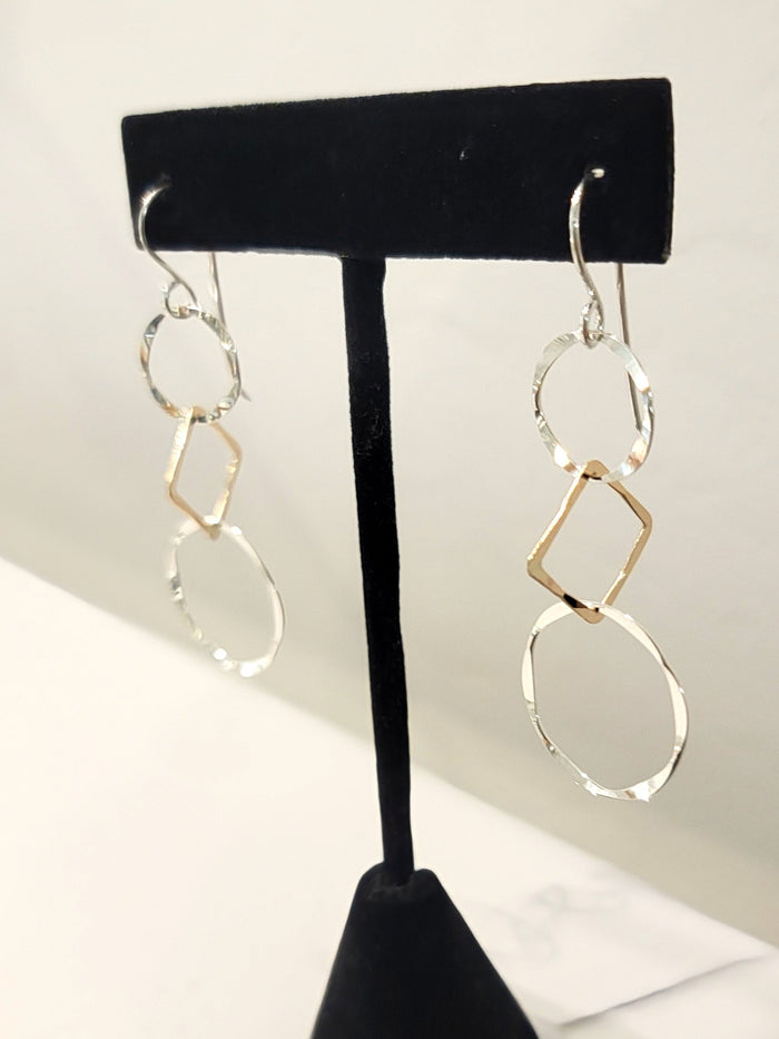 Three Piece Mixed Metal Earrings
