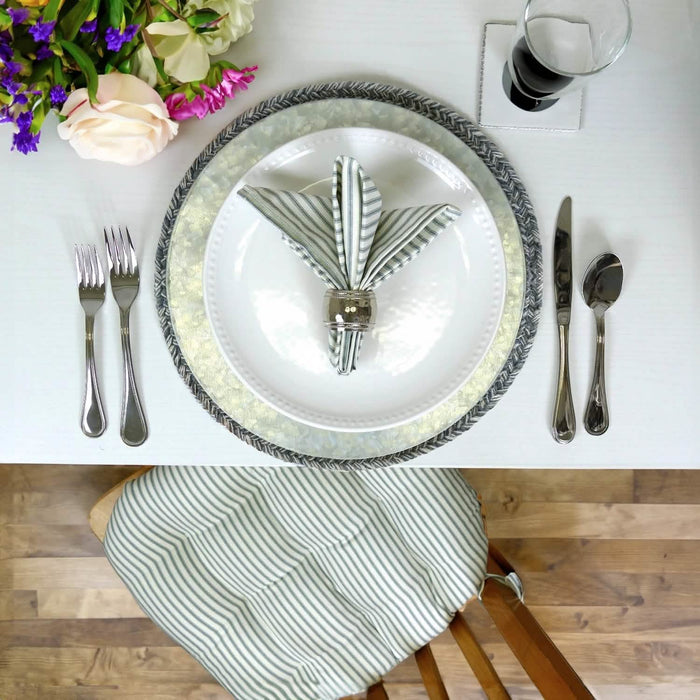 Ticking Stripe Berlin Blue Cloth Napkins - Set of 8