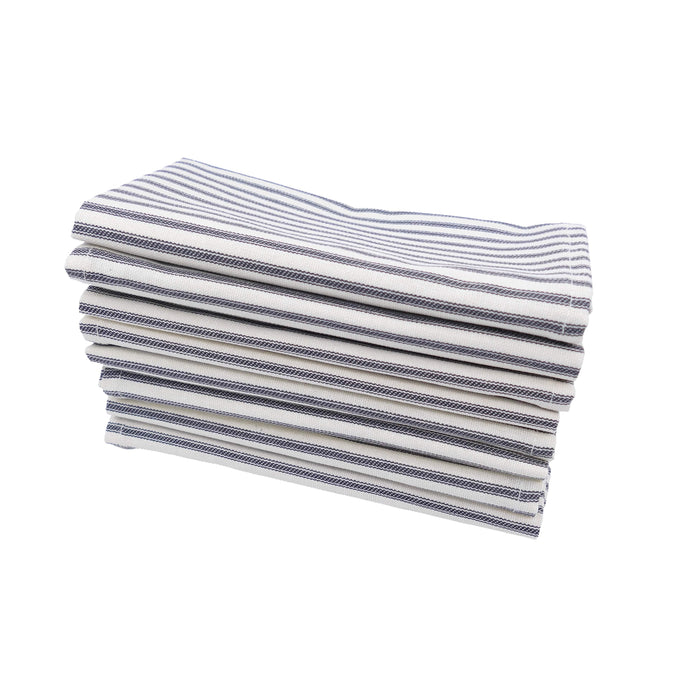 Ticking Stripe Black Cloth Napkins - Set of 8