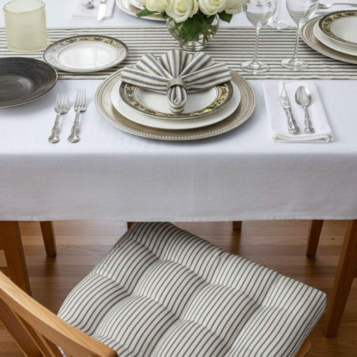 Ticking Stripe Black Cloth Napkins - Set of 8