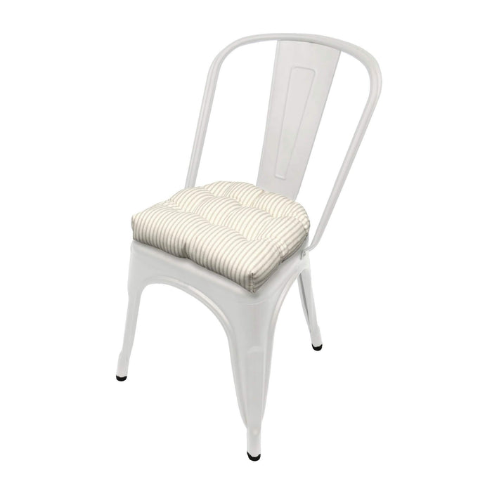 Ticking Stripe Natural Industrial Chair Cushion - Latex Foam Fill - Barnett Home Decor