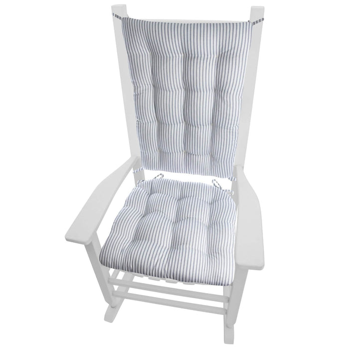 Ticking Stripe Navy Blue Rocking Chair Cushions | Barnett Home Decor | Blue & White