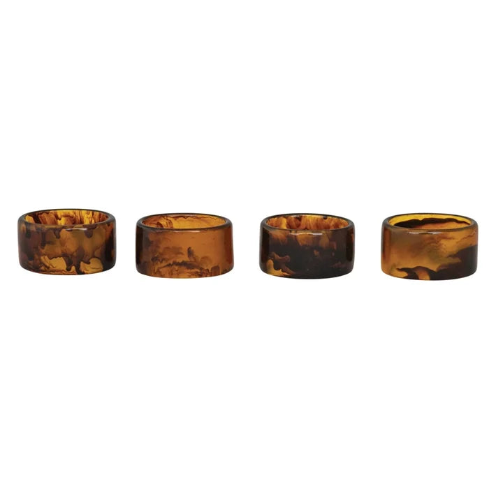Tortoise Shell Finish Napkin Ring Set