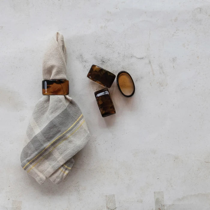Tortoise Shell Finish Napkin Ring Set