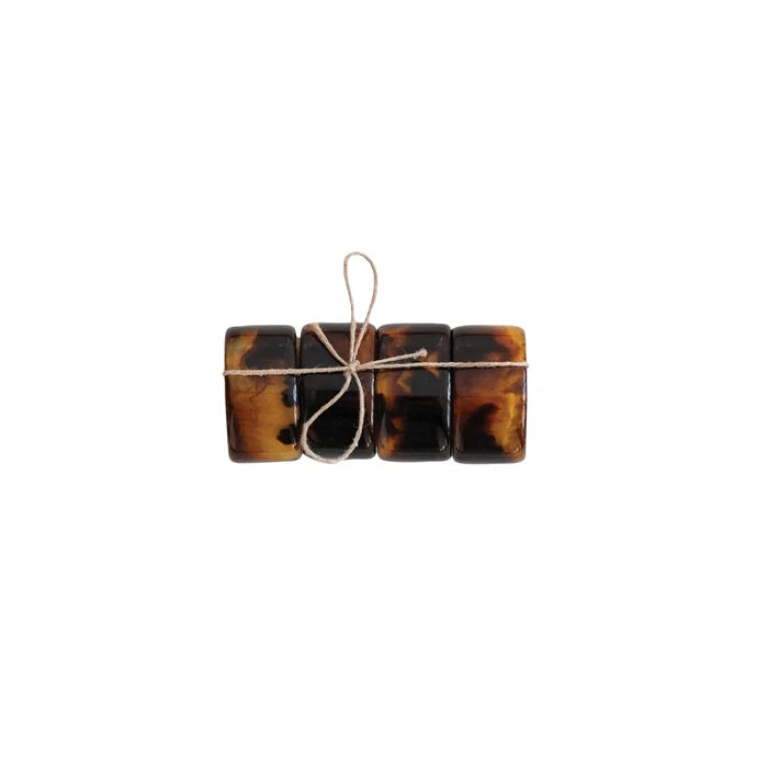 Tortoise Shell Finish Napkin Ring Set