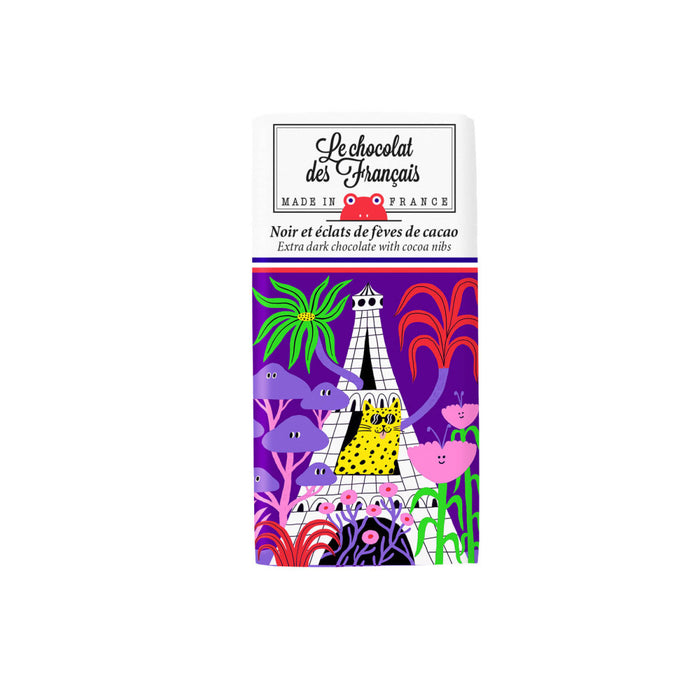 Le Chocolat des Français Tour Eiffel Dark Chocolate Nibs Bar