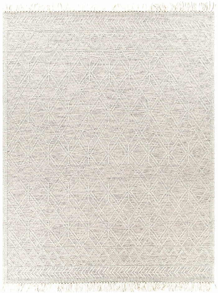 Transitional Hand Woven Ivory and Beige Tasseled Texture Wool Cotton Blended Rug - The Rug Decor