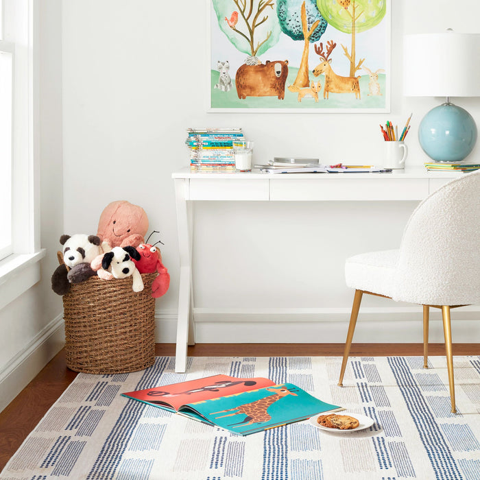 Tread Lightly Navy Machine Washable Rug Rug By Annie Selke