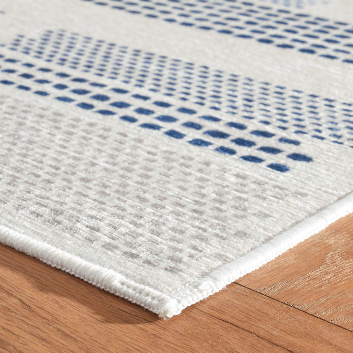 Tread Lightly Navy Machine Washable Rug Rug By Annie Selke