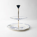 TWINS-2 TIER CAKE PLATE FLORAL BLUE (202029281)