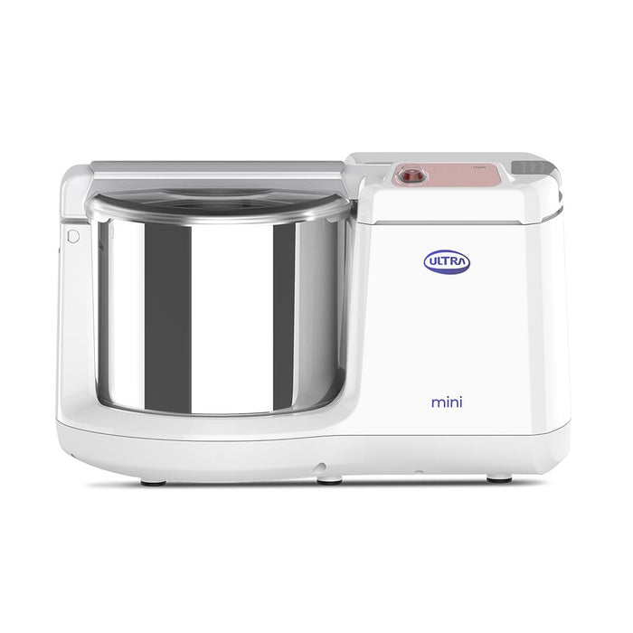 Ultra Mini 1.25L table top wet grinder in white with stainless steel drum