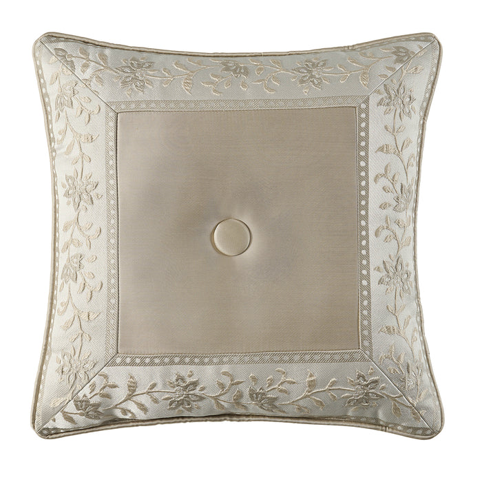 Viola Ivory Square Decorative Throw Pillow 18" x 18" Throw Pillows By J. Queen New York