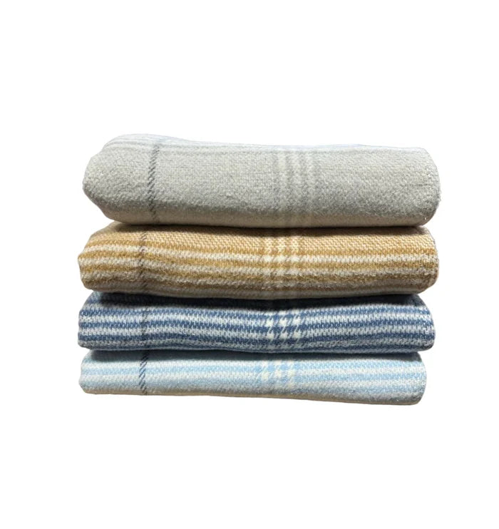 ASI Windowpane Plaid Multi stripes Throw - Denim, A Soft Idea